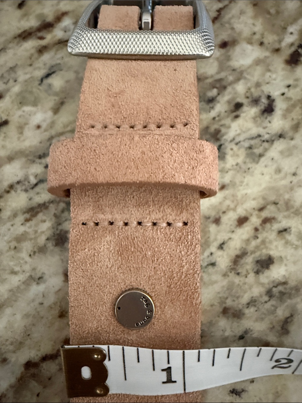 rag & bone Boyfriend Belt in Nude Suede with Textured Silver-tone Buckle Sz M - Picture 5 of 11